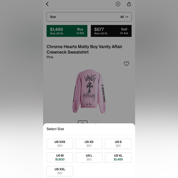 Chrome Hearts Matty Boy Vanity Affair Crewneck Sweatshirt - Picture 7 of 7